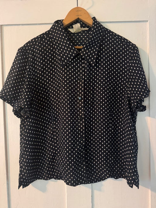 Express Black/White polka dot blouse, Large
