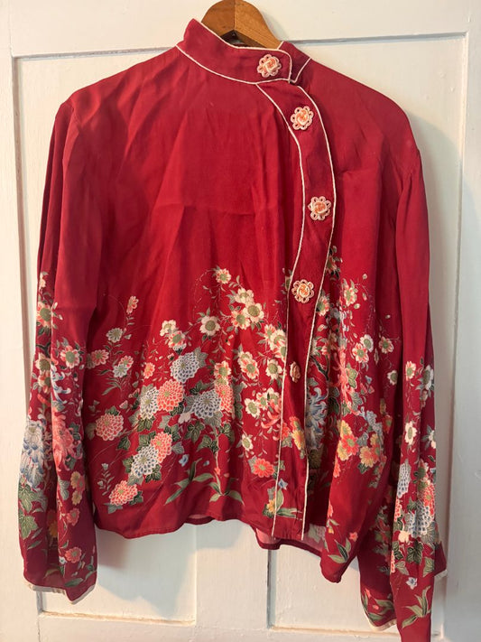 Pink floral oriental top