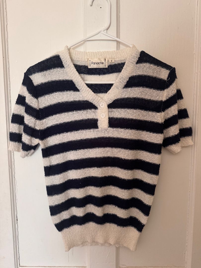 Panache blue/white stripped sweater, Small