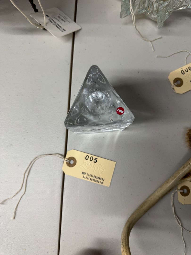 Timo Sarpaneva for Iittala – “Archipelago” Triangular Glass Candle Holder w/ Matches