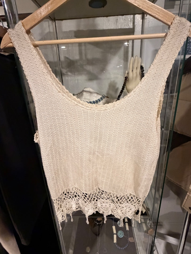 Crochet & pearl tank ‘as is’