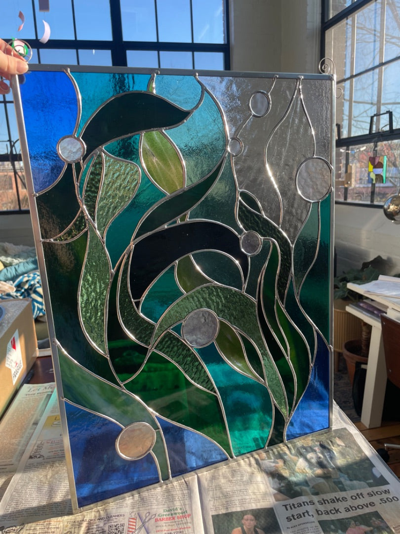 multi colored Isabel’s Glass art: new, 18”x24”