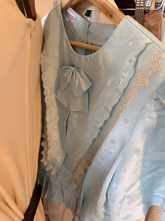 Blue babydoll blouse