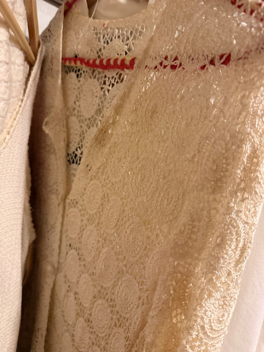 70’s cream crocheted top