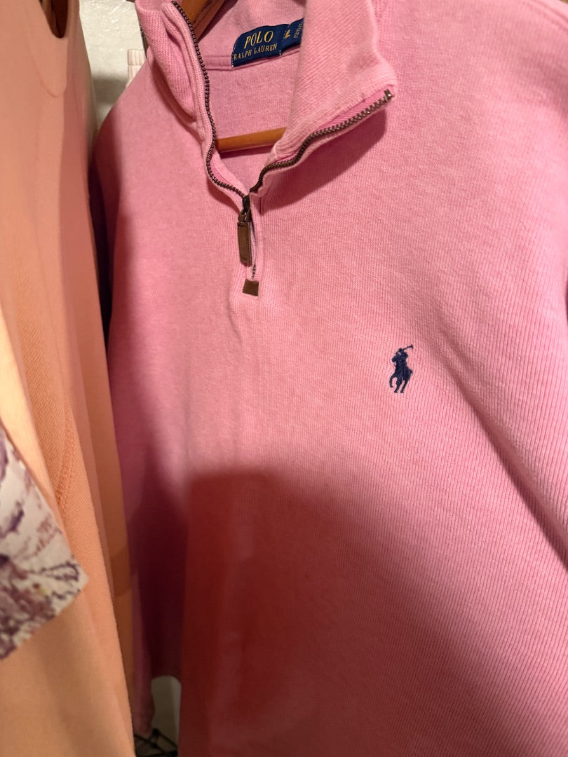Pink cotton polo pullover