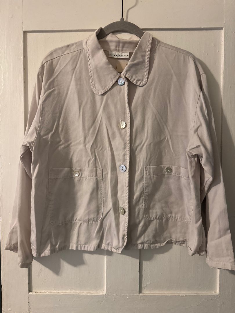 Bryn Walker off white collared shell button blouse, Small
