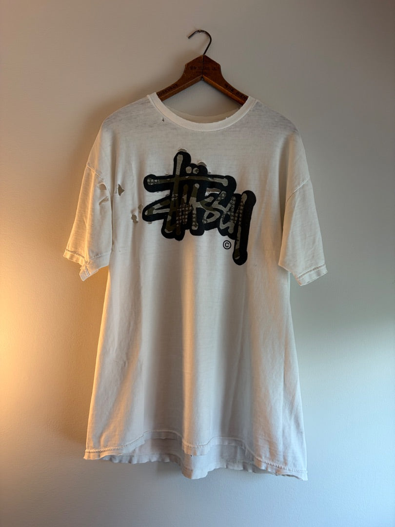 White Stussy clothing: vintage, L-XL