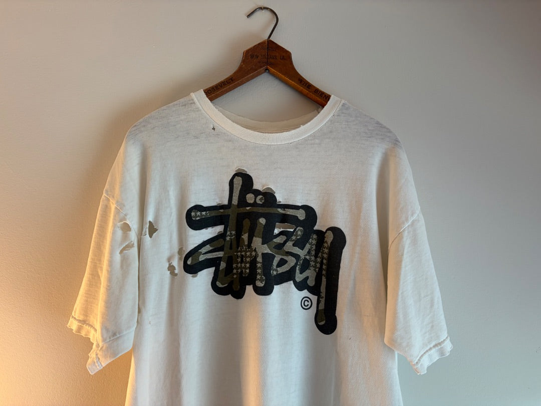 White Stussy clothing: vintage, L-XL