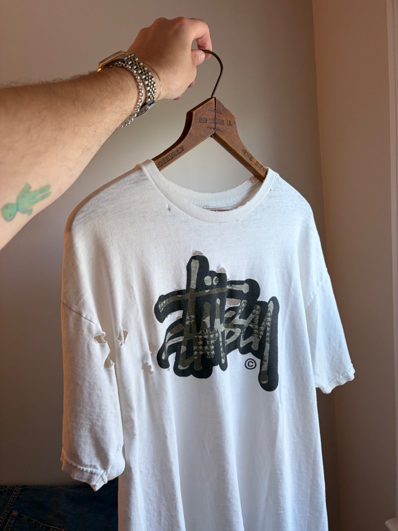 White Stussy clothing: vintage, L-XL