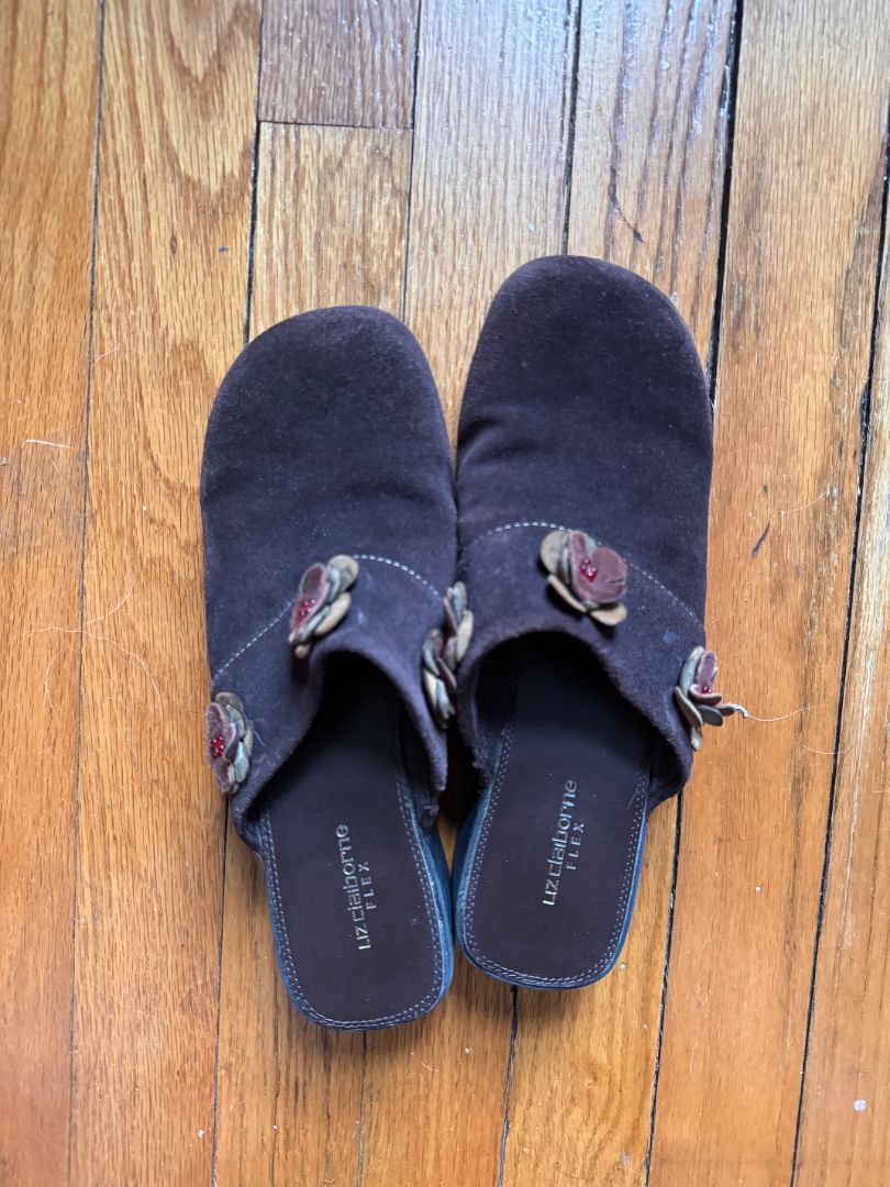 Liz Claiborne brown leather clogs, 6.5
