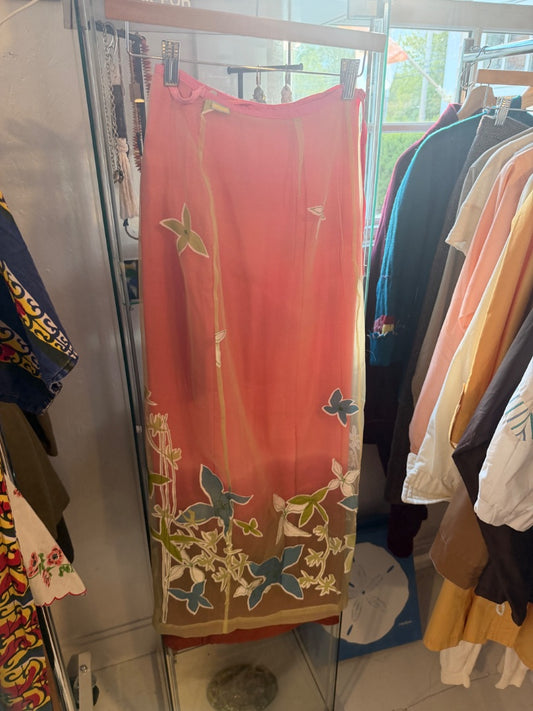 Pink sheer floral skirt