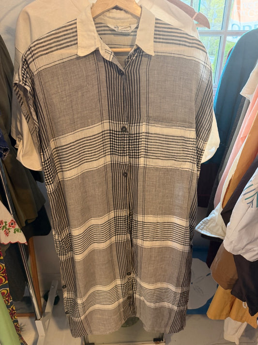 Italian linen stripe shirt dress