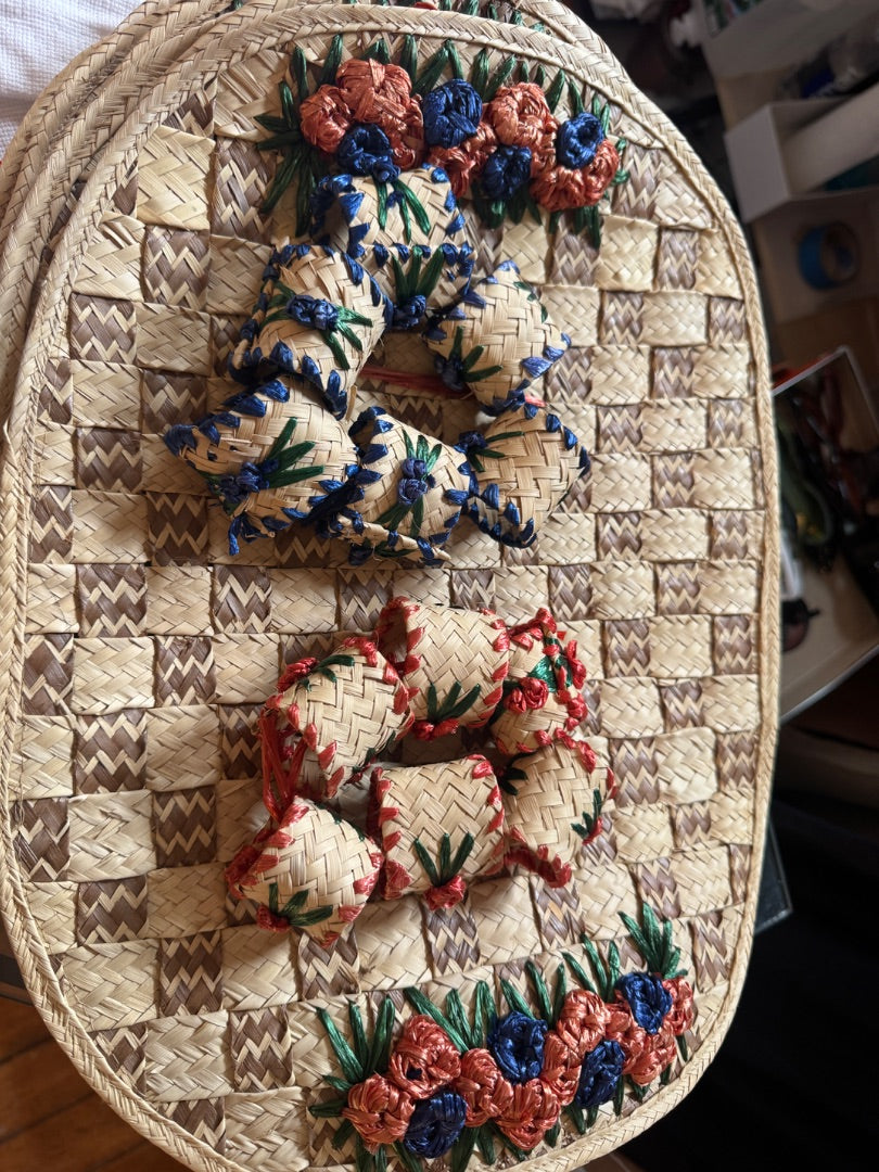 Woven placemat & napkin ring set homewares: vintage