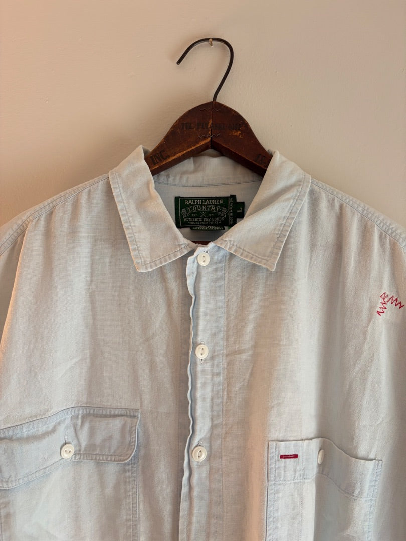 Chambray Polo Country clothing: vintage, XL