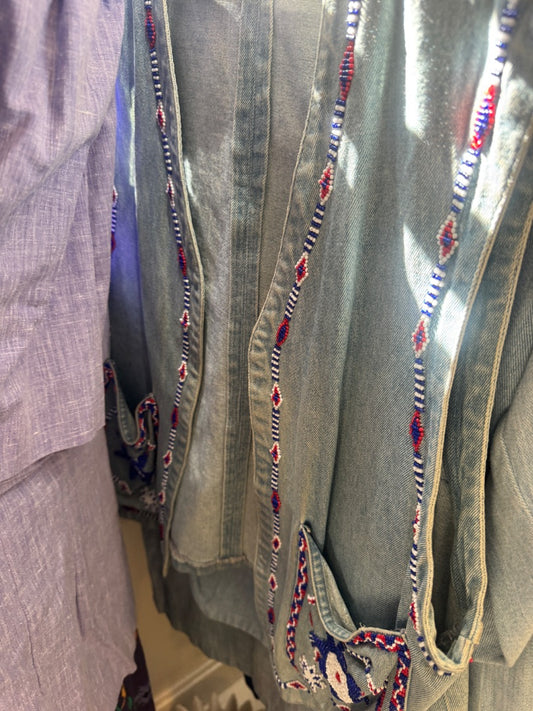 Beaded denim vest