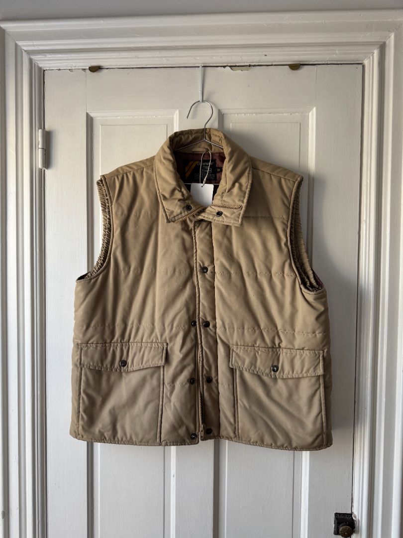 Tan Outerwear from Sears 1970's Sears Puffer Vest, XL