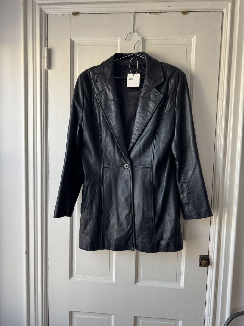 Black Tannery West Leather Blazer Jacket, L