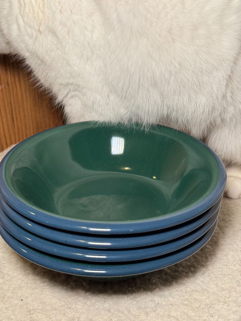 Green / Blue  Stoneware Bowls Set of 4