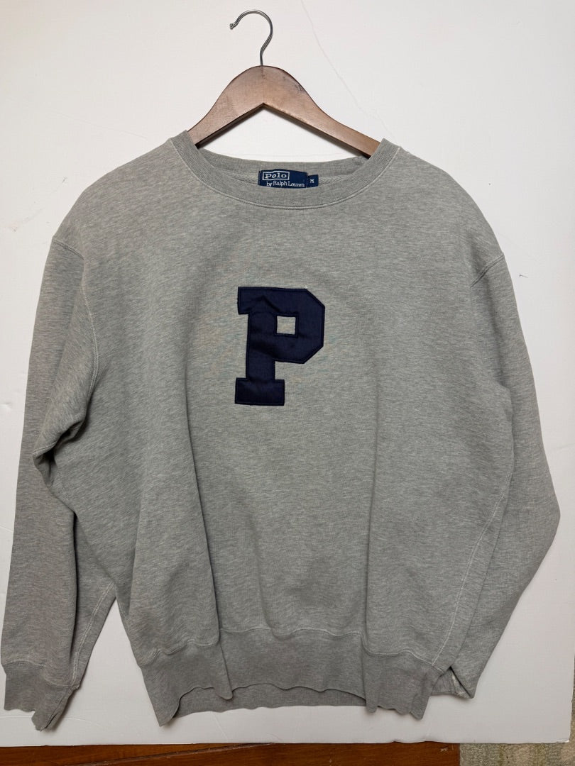 Grey Polo Vintage polo “P” collegiate crewneck sweatshirt grey M, Medium
