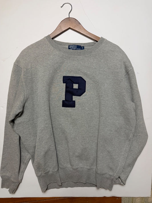 Grey Polo Vintage polo “P” collegiate crewneck sweatshirt grey M, Medium