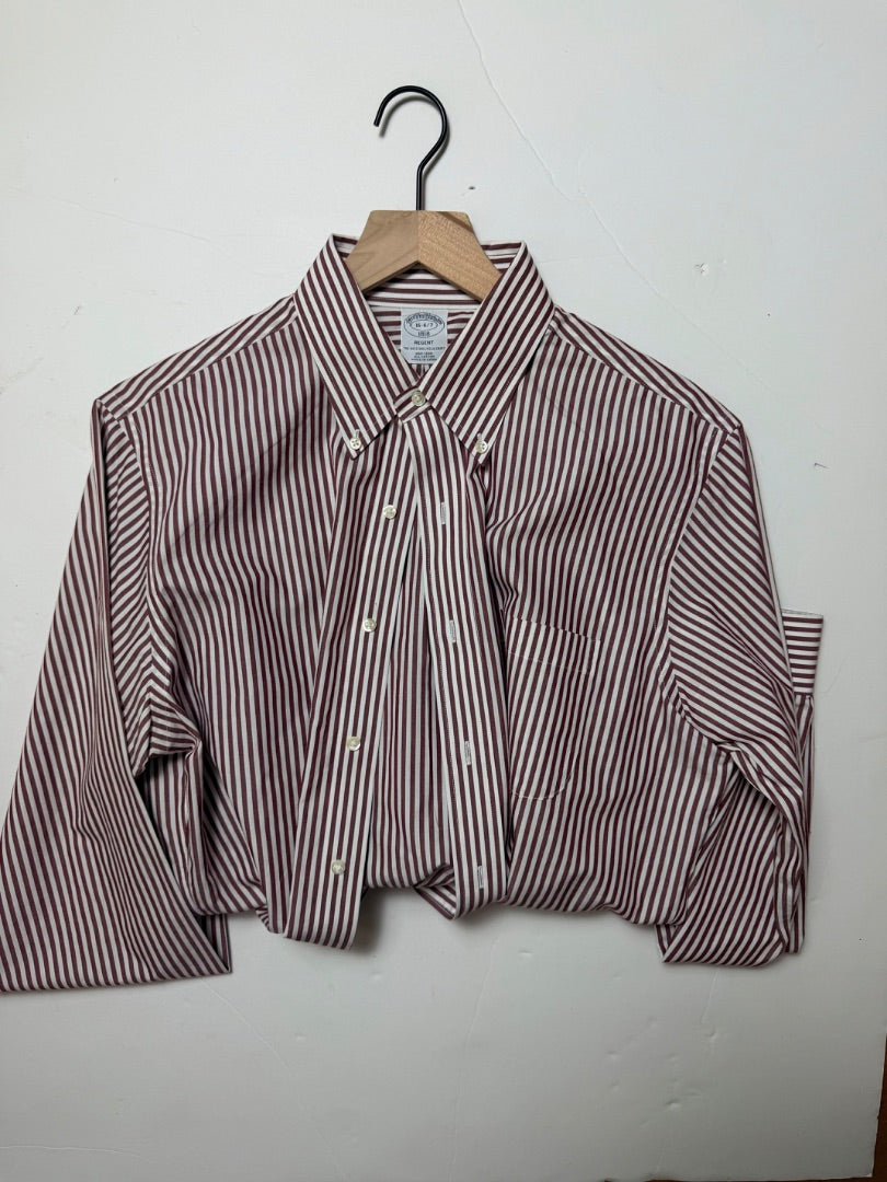 Maroon Brooks Brothers Brooks Brothers University Stripe Shirt XL, XL