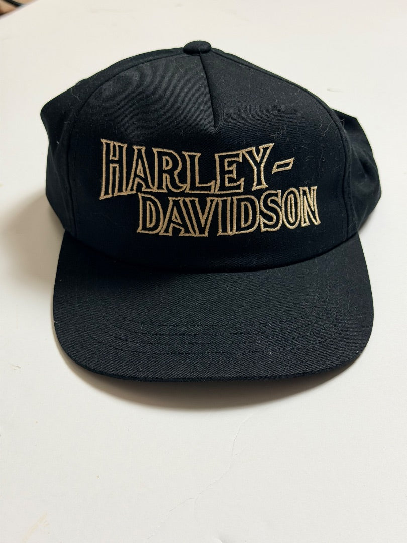 Black Vintage Vintage 90s Harley Davidson 5 Panel Hat, OS