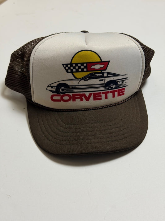 Brown Vintage Vintage 80s corvette trucker hat, OS