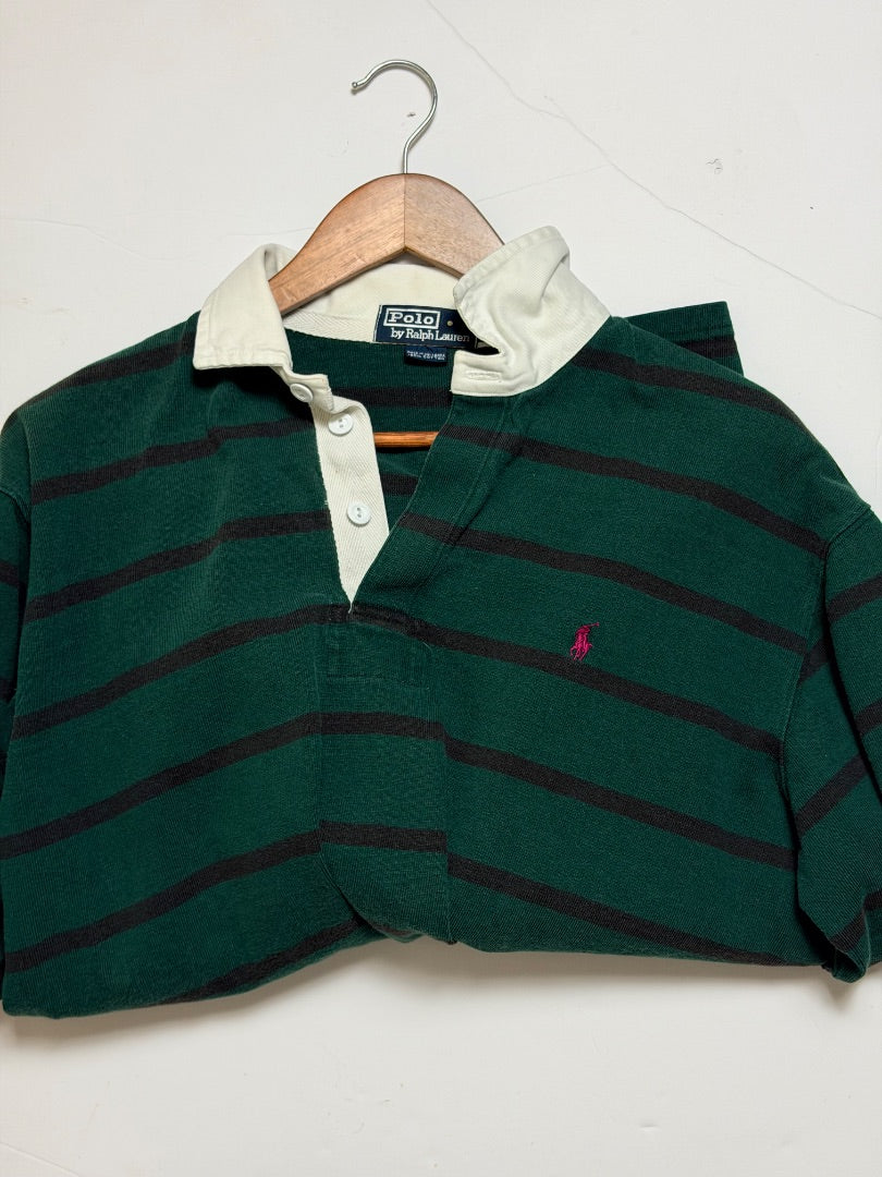 Green Polo Vintage Polo Ralph Lauren green and black rugby shirt, M