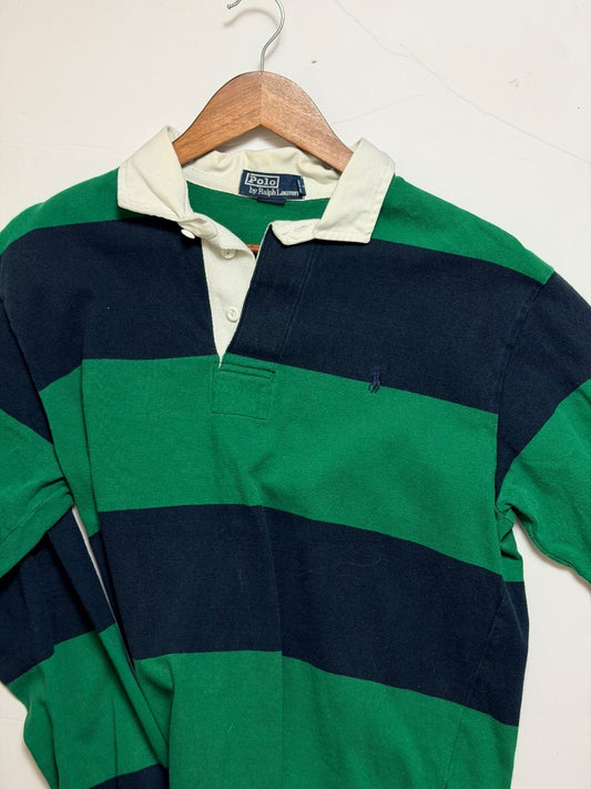 Green Ralph Lauren Vintage polo Ralph Lauren green and blue rugby shirt, M