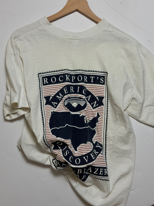 White  Vintage Rockport American Discovery t shirt, M