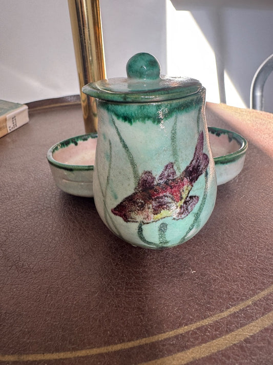 Vtg puigdemont pottery spice dish