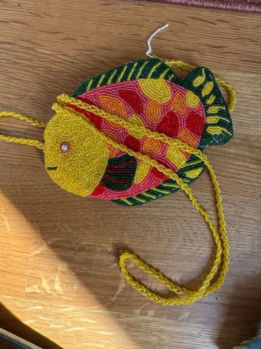 Beaded fish purse
