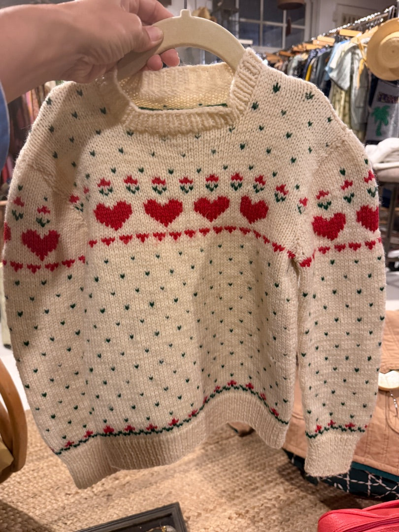 Handmade wool hearts sweater
