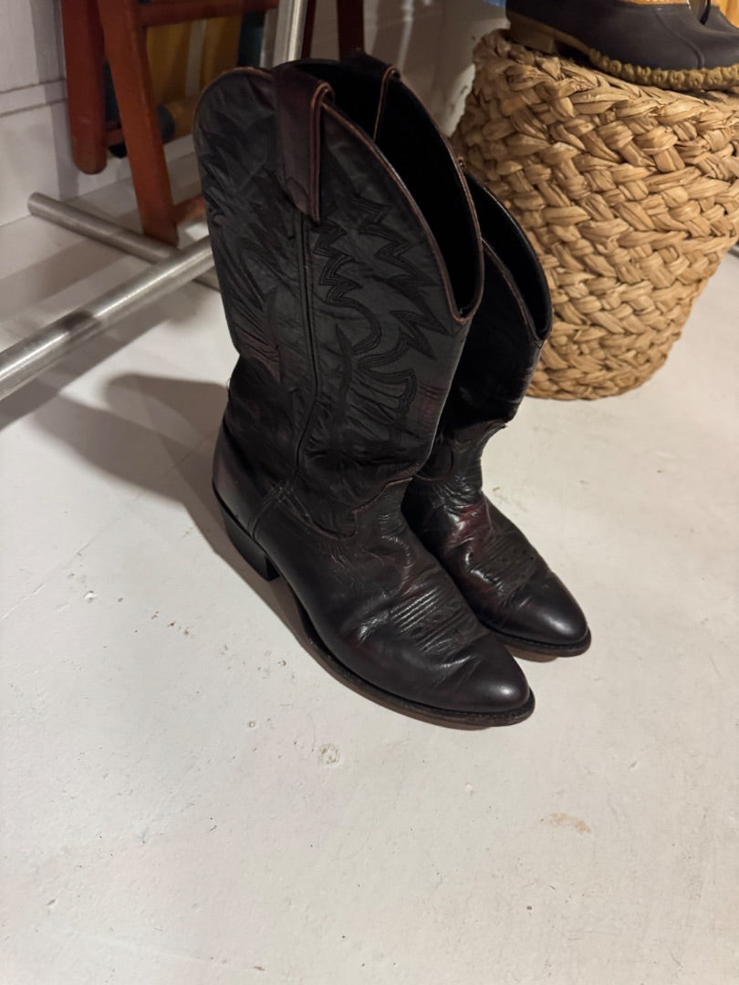 Reddish brown cowboy boots