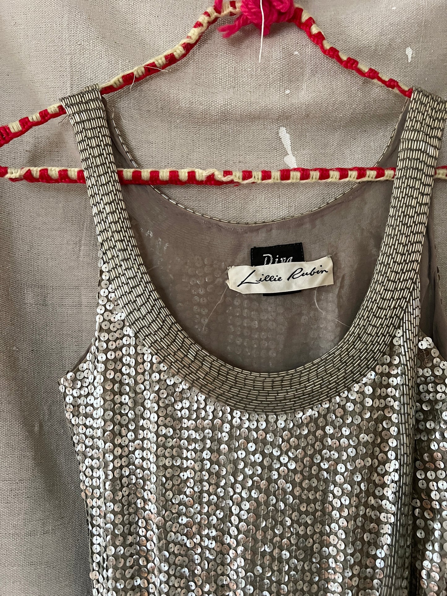 1970s Sequin Silk Dress, XS