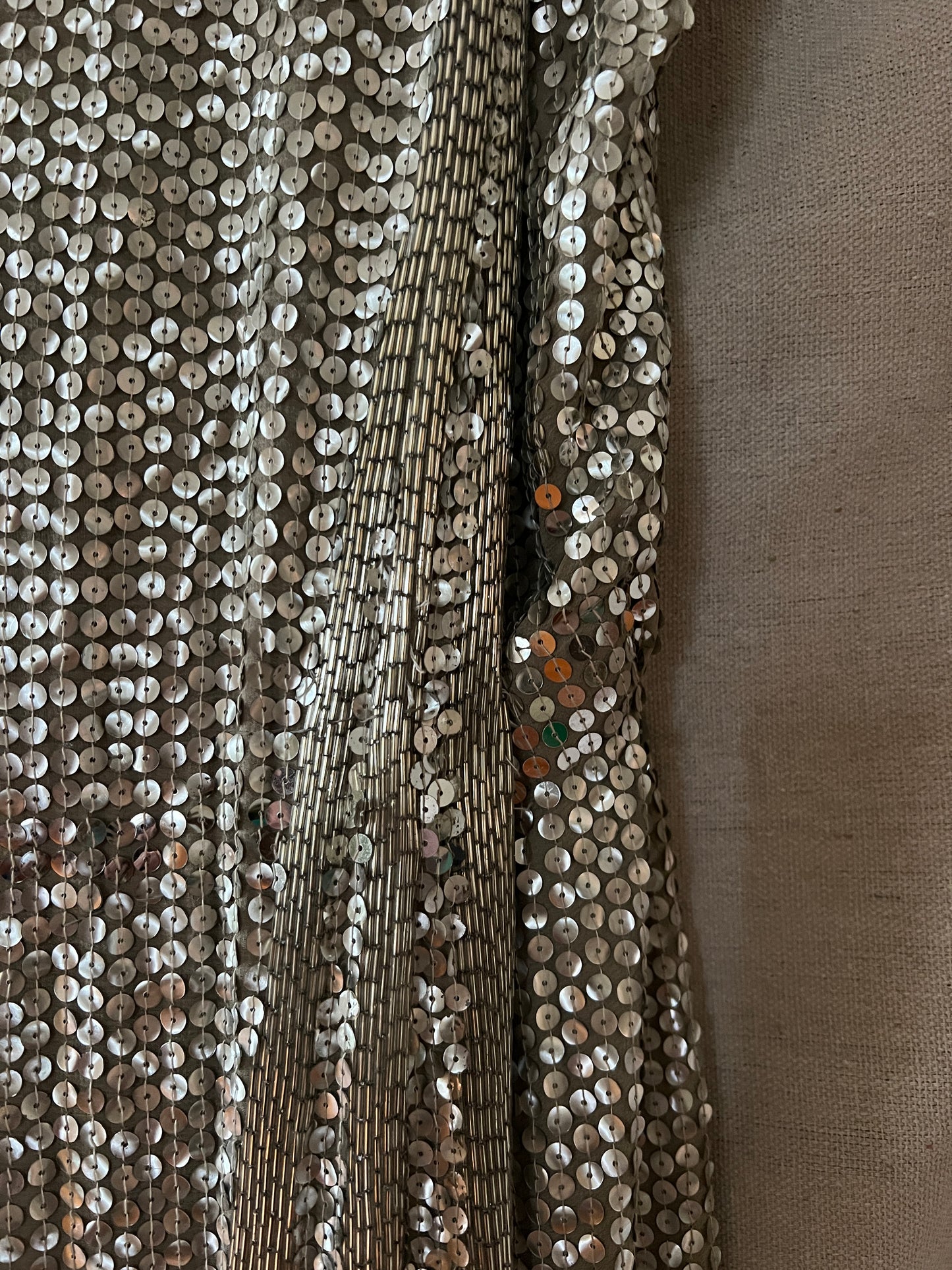 1970s Sequin Silk Dress, XS