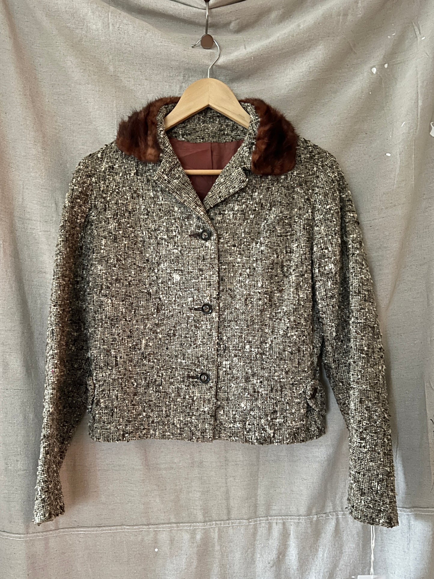 Tweed Mink Jacket, S