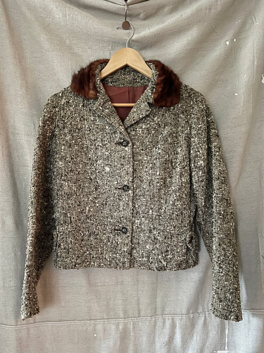 Tweed Mink Jacket, S