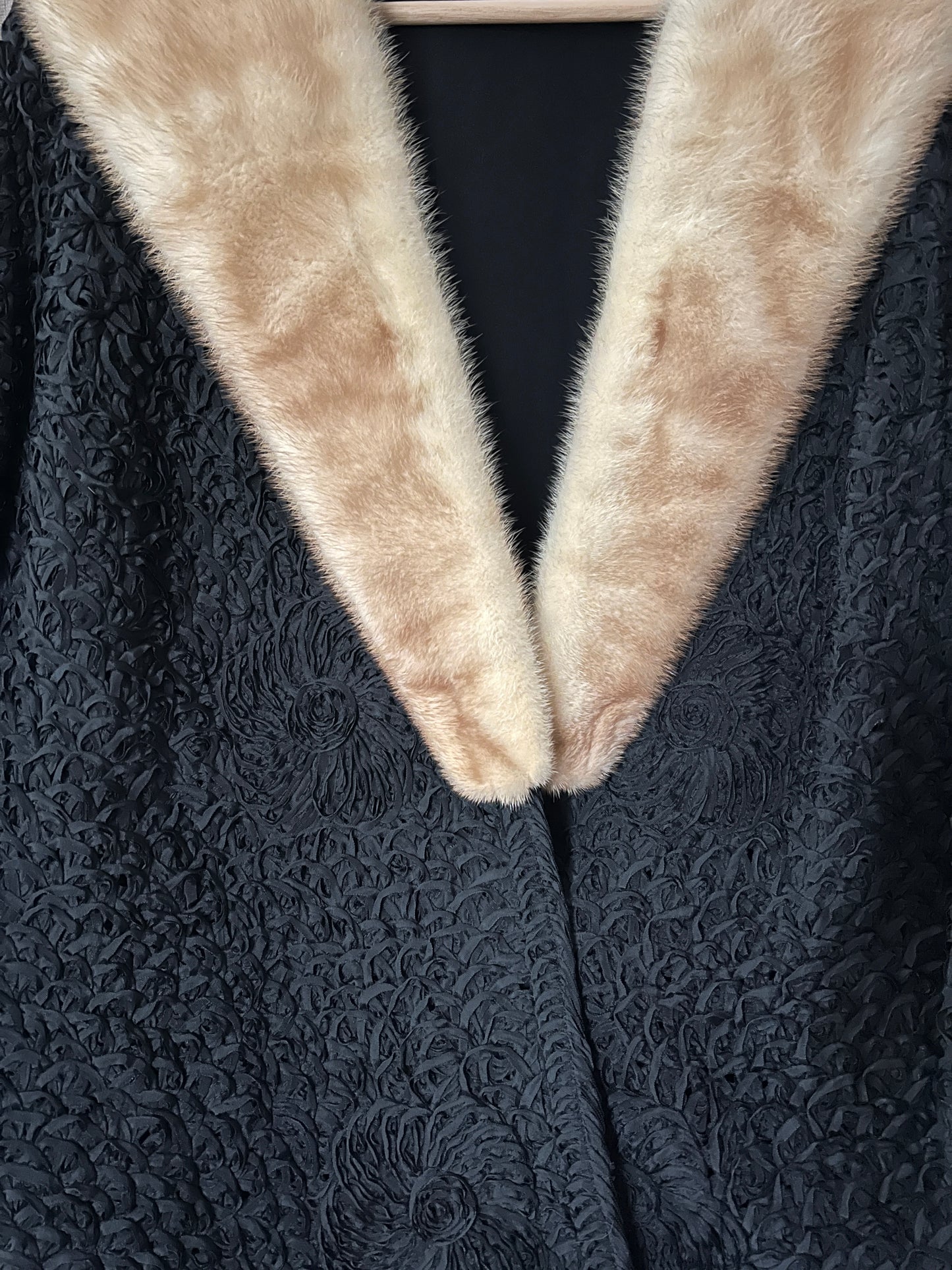 1940s Ribbon Lace and Fur Coat, S-M