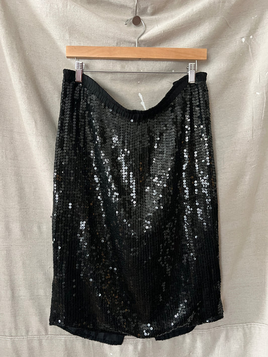 Sequin Silk Skirt, L