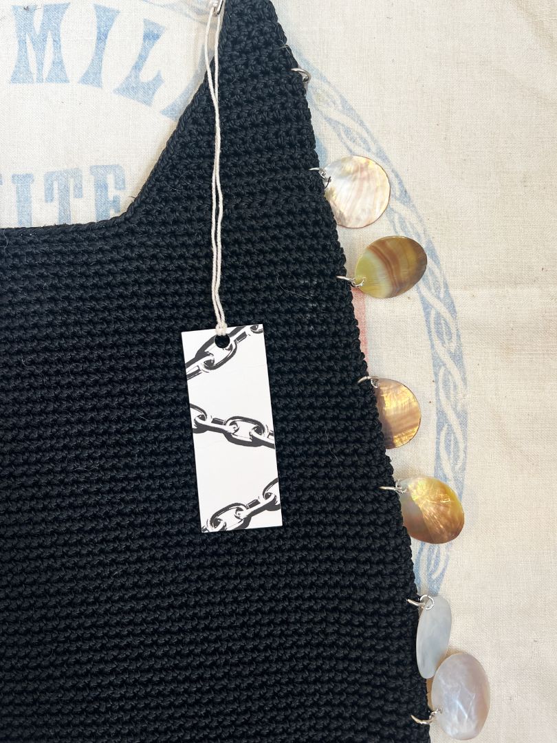 OOAK Vintage Crochet Bag with Shell Fringe