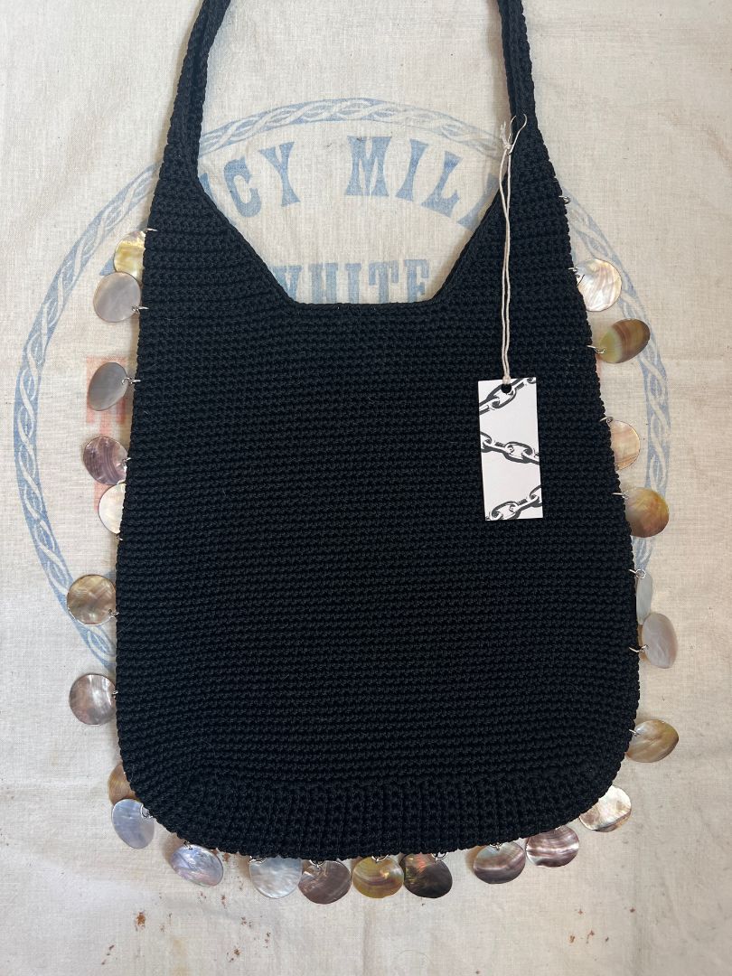 OOAK Vintage Crochet Bag with Shell Fringe