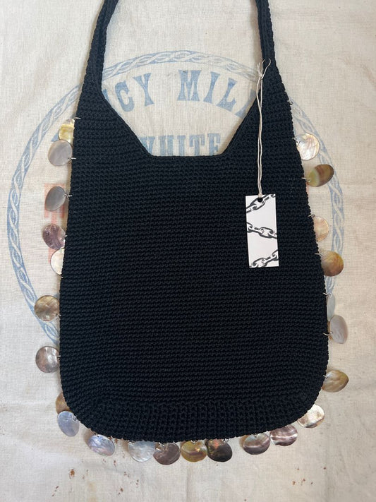 OOAK Vintage Crochet Bag with Shell Fringe