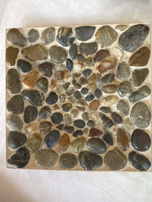 Natural stone mosaic tile dish ~ Japan