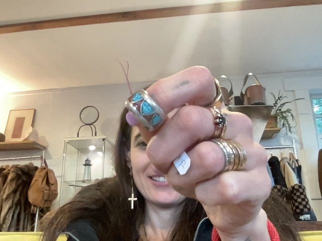 navajo chushed turquoise and coral, 5.75