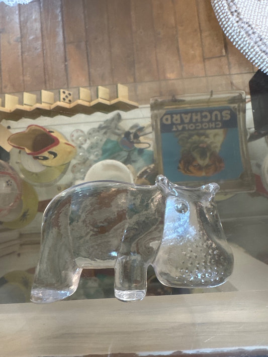 Vtg glass hippo