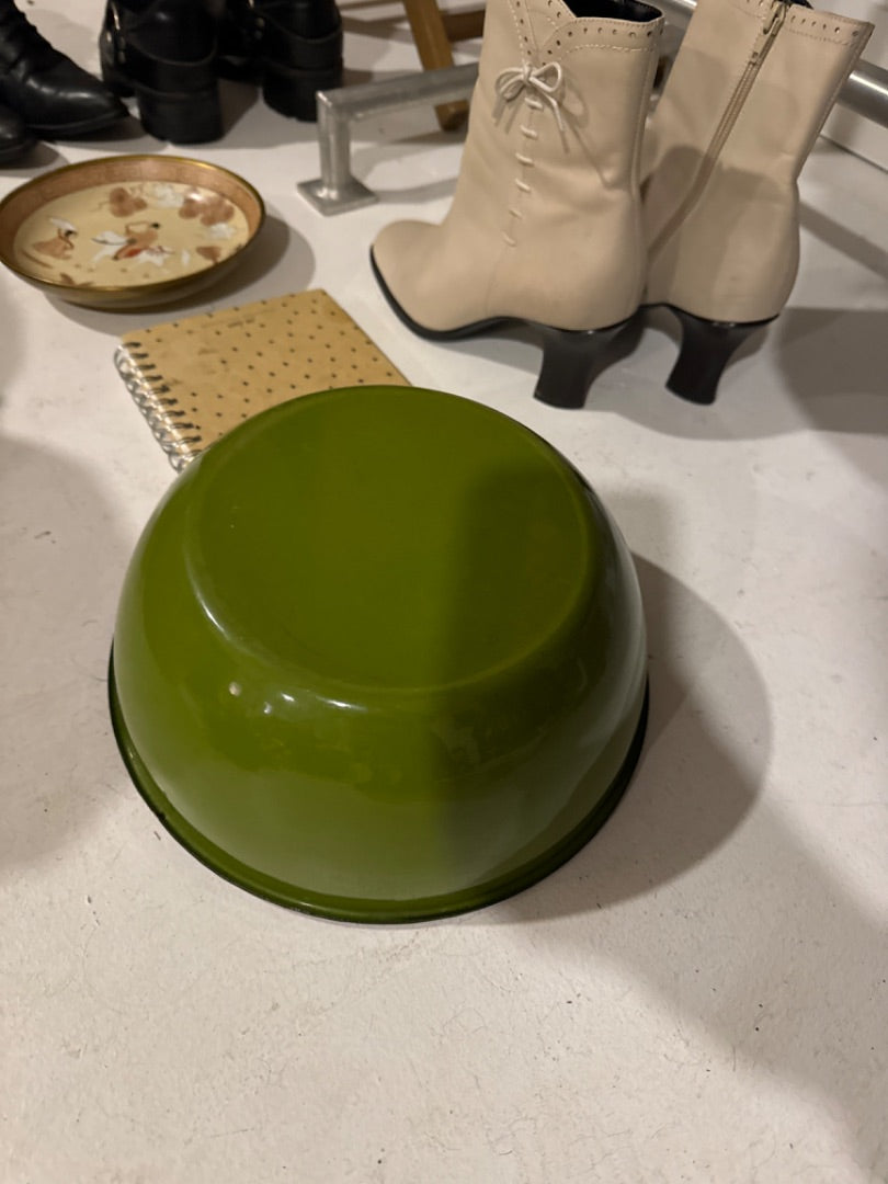 Olive Enamel Bowl