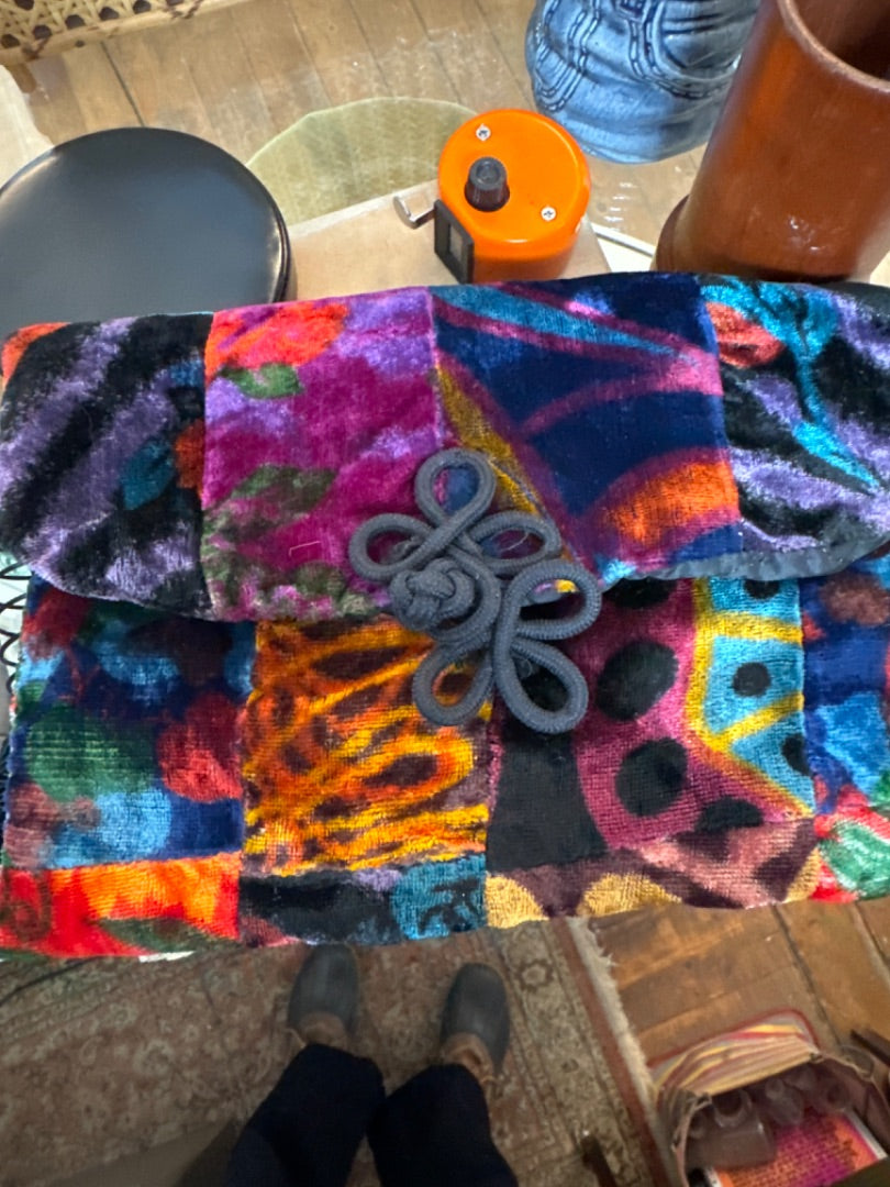 Multicolor  velvet clutch