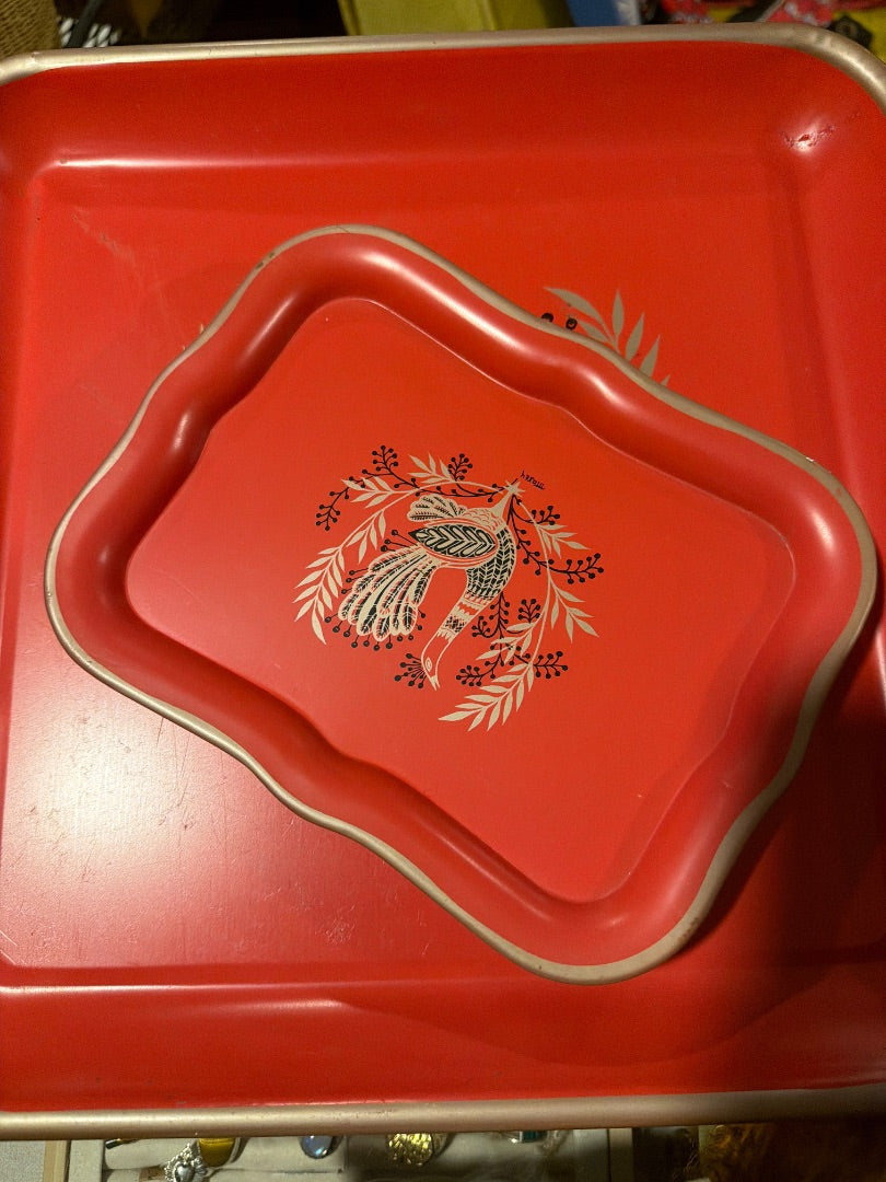 MCM peacock tray and plate set /7 pieces