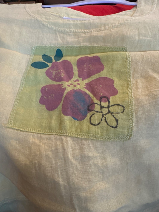 Yellow linen flower top